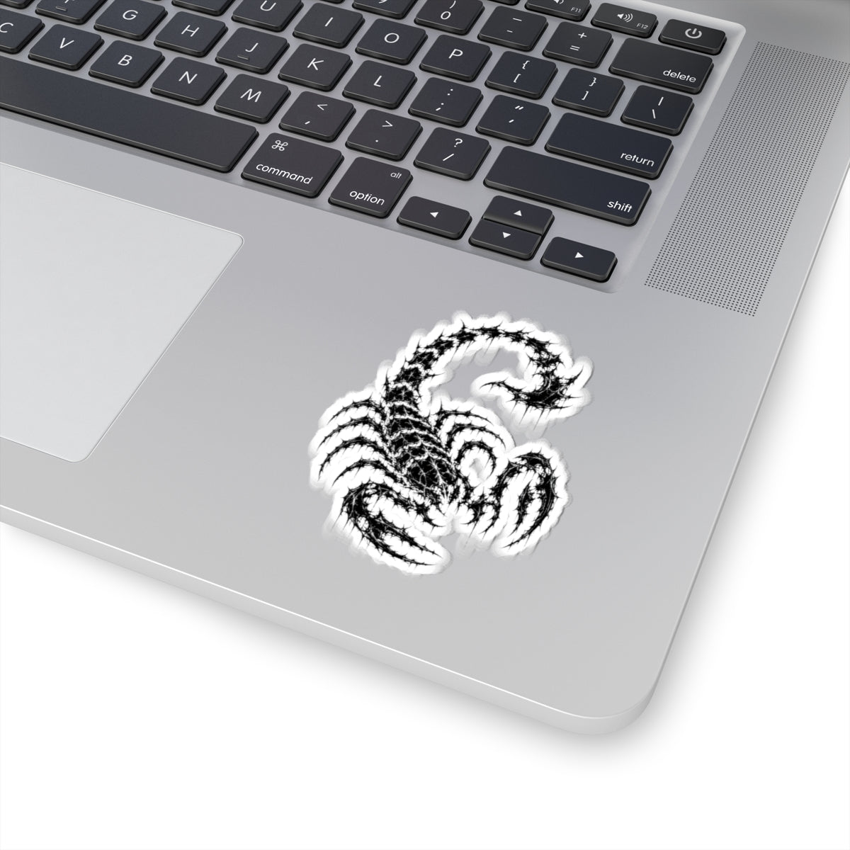 Scorpion Kiss-Cut Sticker — Grunge Black Tribal Laptop Decal